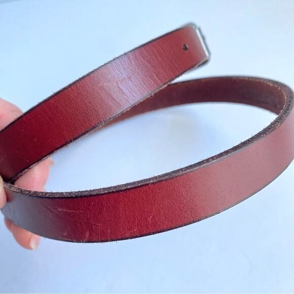 Timberland Brown Leather Skinny Belt Vintage Y2K Unisex Womens Large - Picture 2 of 7